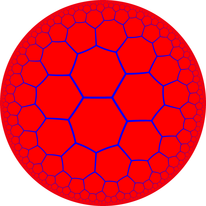 Heptagonal tiling of the Poincar´e disk representing the 2D hyperbolic space